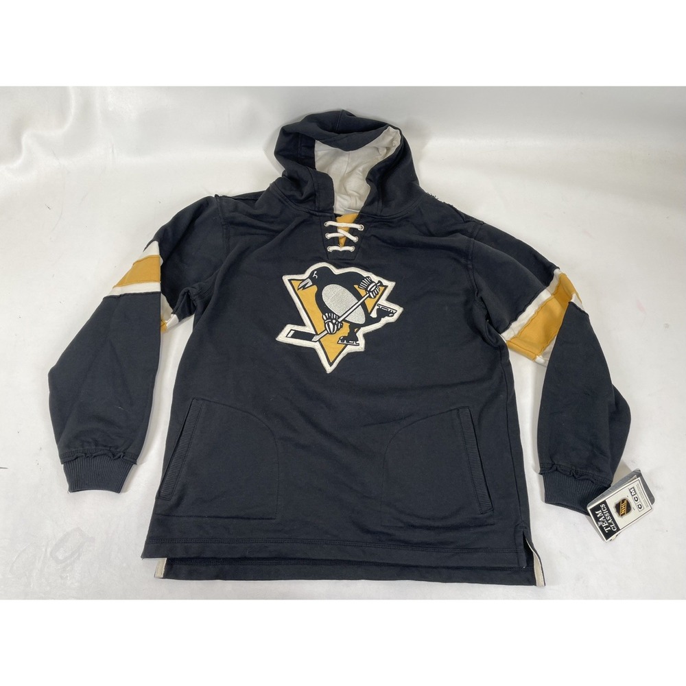 CCM Pittsburgh Penguins Hockey Hoodie Mens Size L NHL Team Classics Black NWT